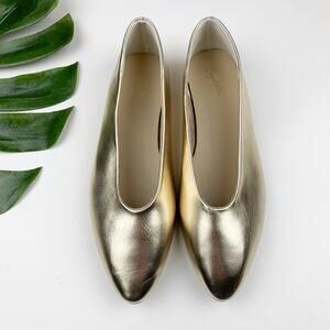 Seychelles Flats Gold Faux Leather Pointed Toe Slip On Women's 11